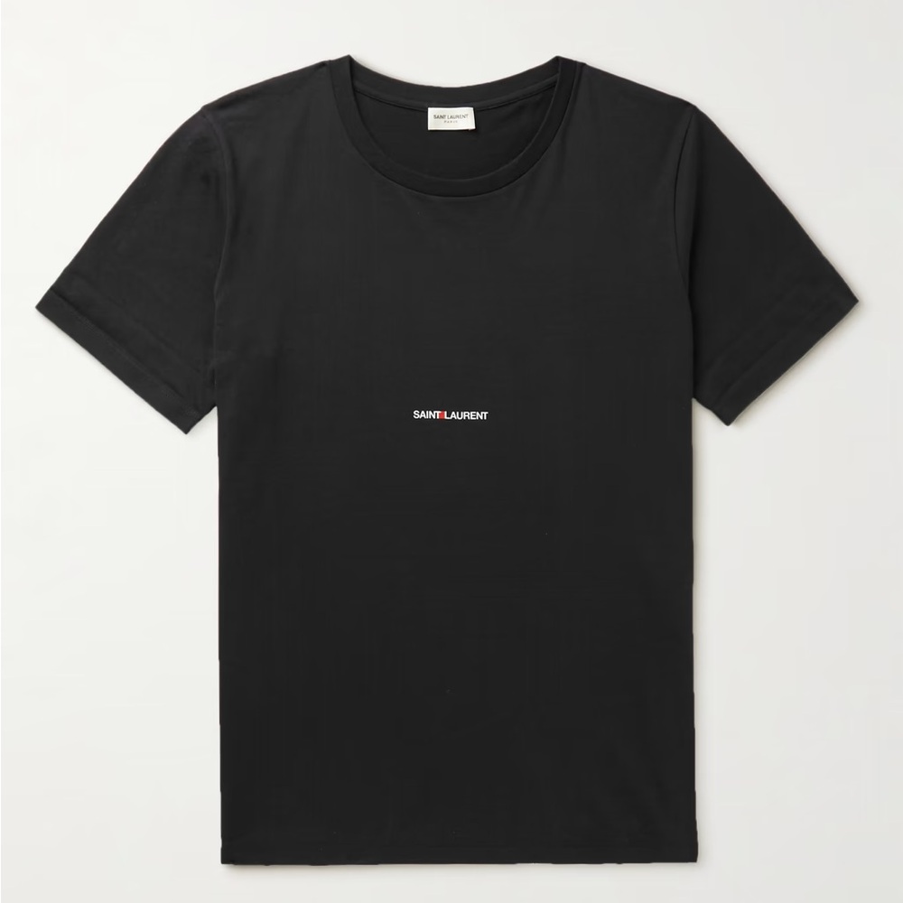 Authentic Saint Laurent Logo Print Cotton Jersey T-Shirt